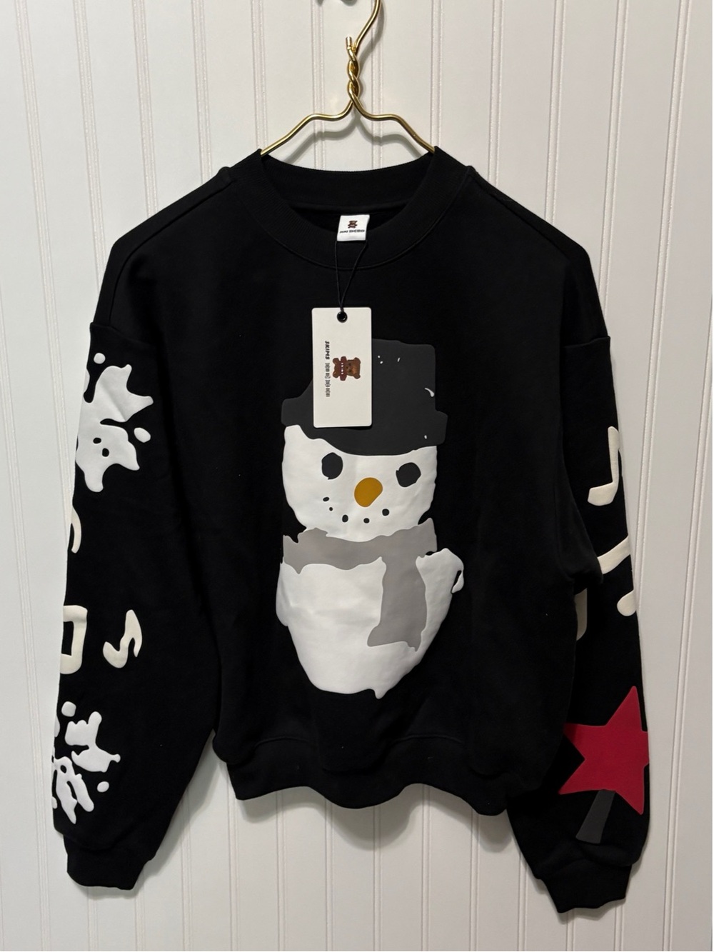 SKIMS x CACTUS PLANT FLEA MARKET Onyx Snowman Crewneck Sweatshirt Size Small NEW